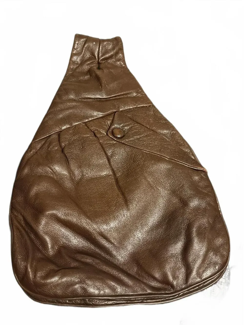 Vintage Brown Leather Sling Bag with Gold Hardware